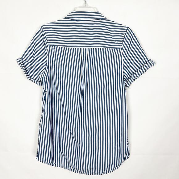 Adriano Goldschmied Button Down Striped Blue Shirt Size M Workwear Casual - Picture 5 of 9